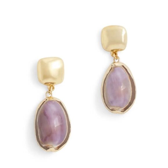 Kenneth Jay Lane Pearl Shell Drop Clip On Earrings - Picture 1 of 7